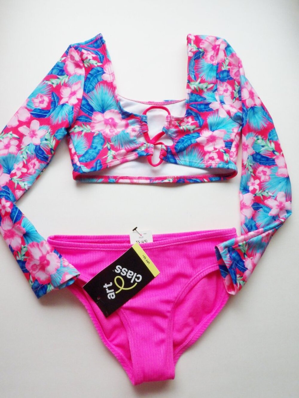 Art Class Girls 2 Pc Rash Guard Bikini Set Size XS 4 /5 NWT - Picture 2 of 4